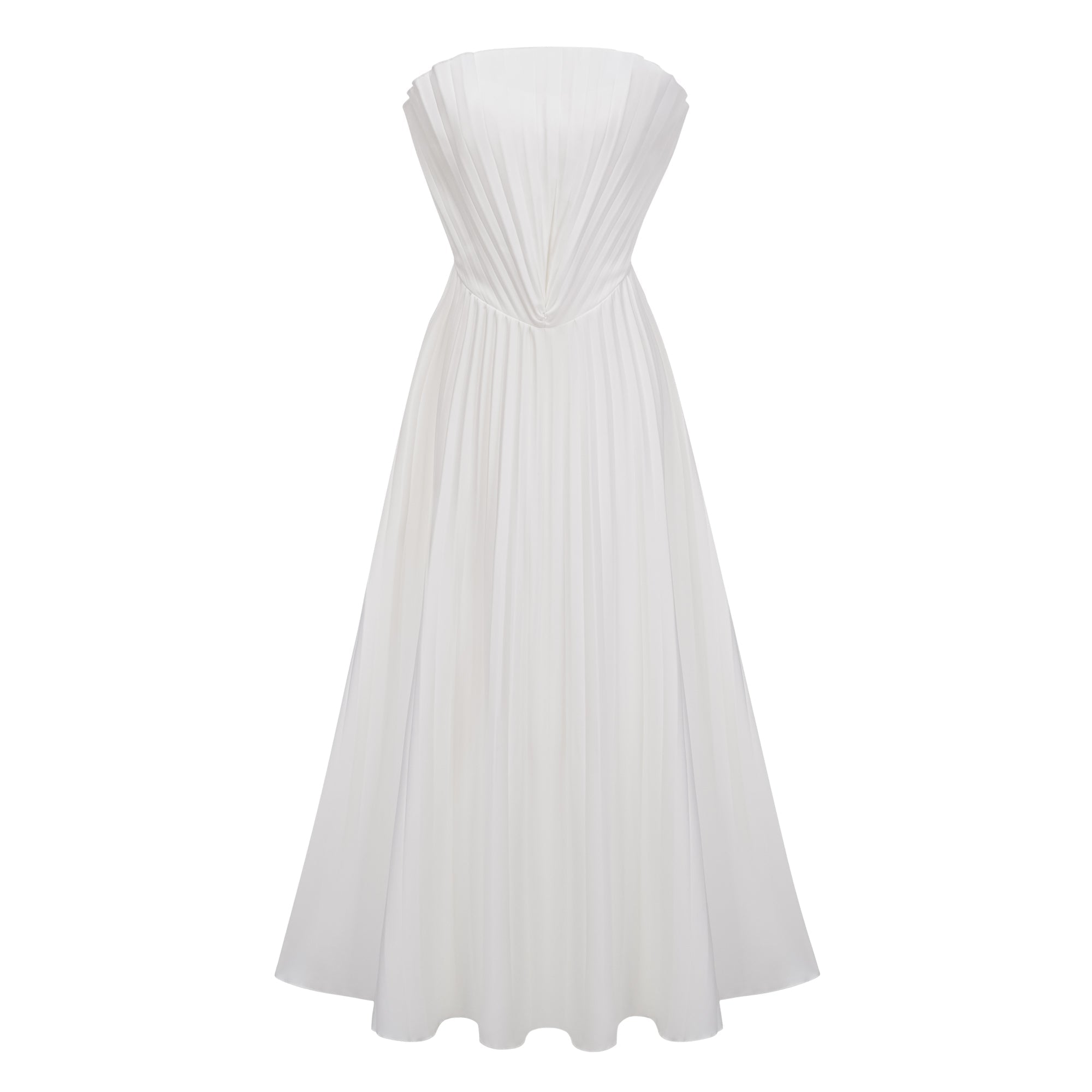 Carlotta White Shell Pleated Maxi Dress