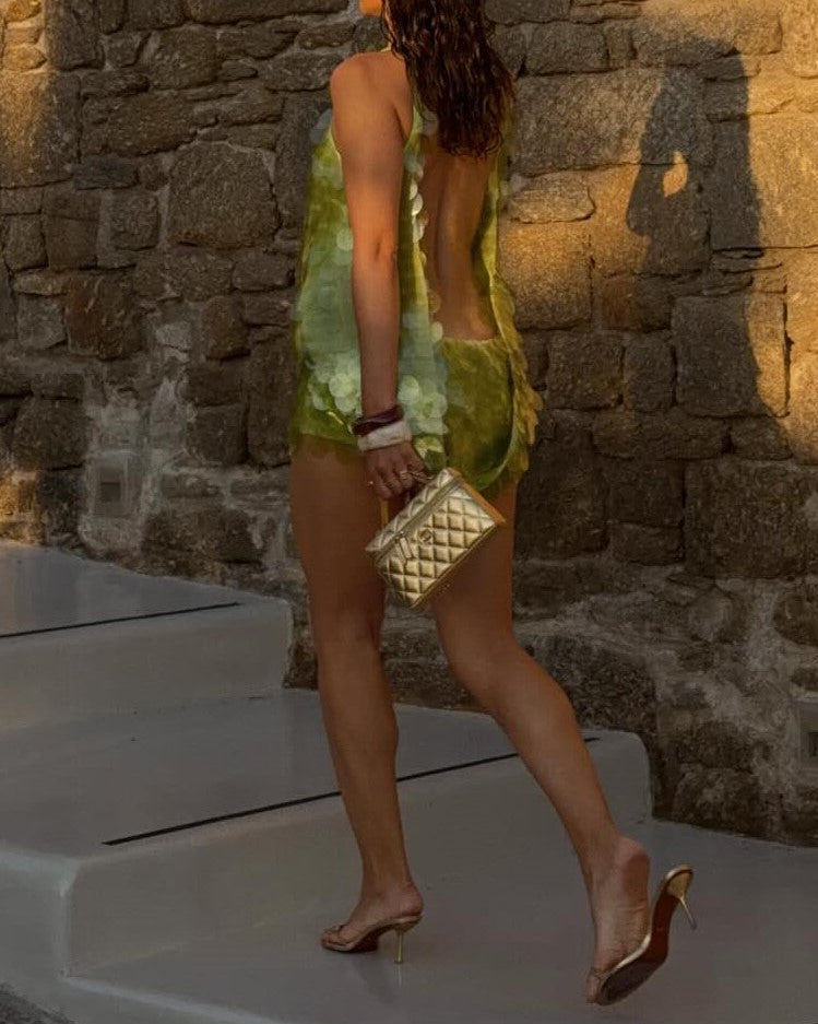 Sequin Halter Backless Mini Dress