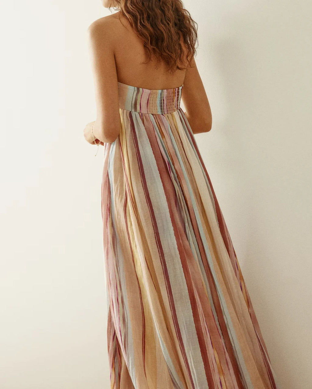 Strapless Colorful Stripe Maxi Dress
