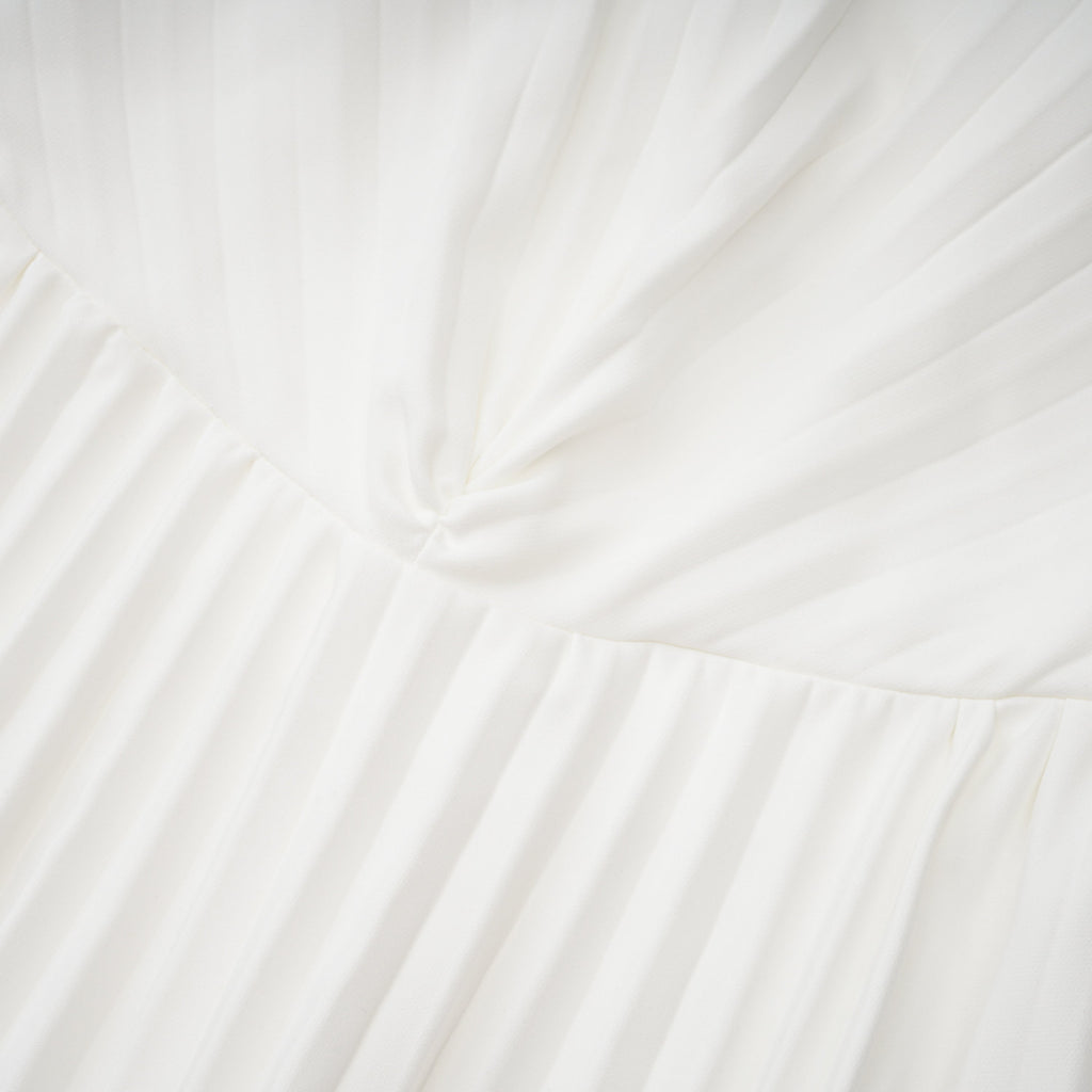 Carlotta White Shell Pleated Maxi Dress