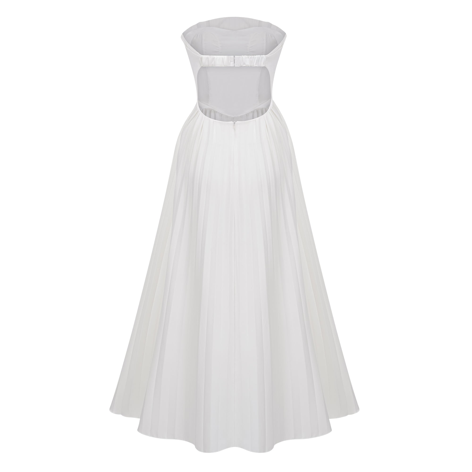 Carlotta White Shell Pleated Maxi Dress