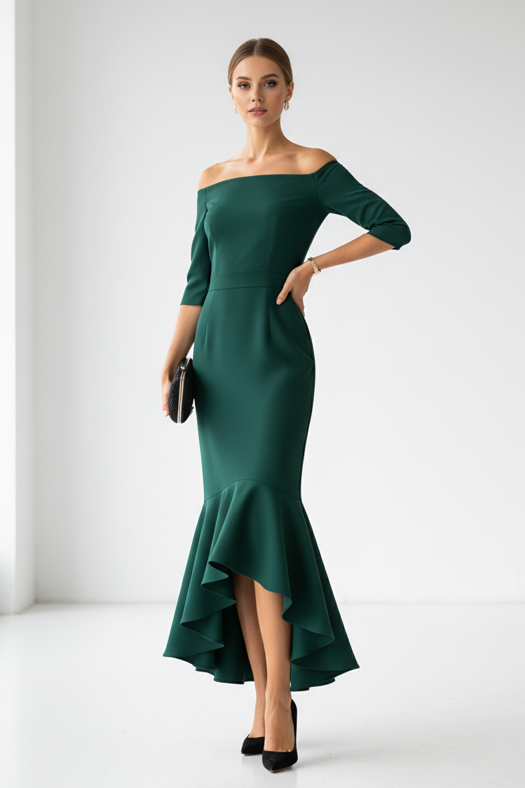 Emerald Green Dress - Full Face Studio Pose