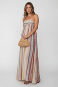 Strapless Colorful Stripe Maxi Dress - Clean Background